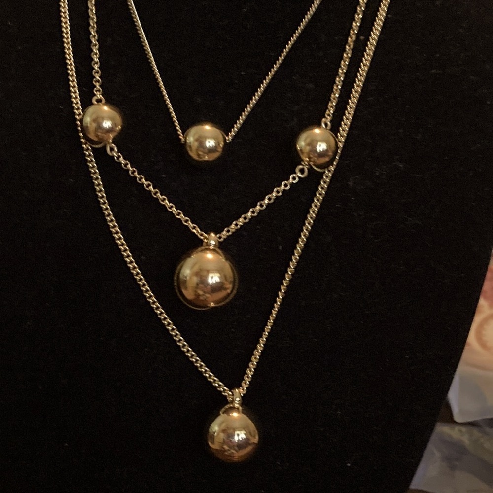 Talbots Gold Multi-Layer Ball Pendant Necklace - Women Jewelry